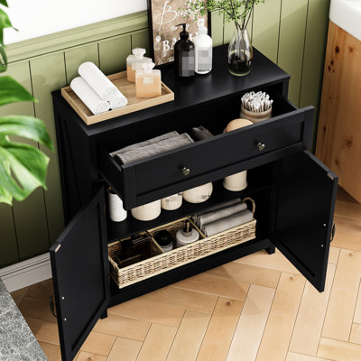 Armoire de cuisine avec tablette réglable et tiroir, couleur de buffet d'aspect noir