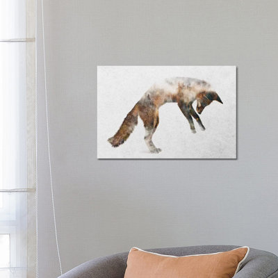 Jumping Fox by Andreas Lie - Print on Canvas