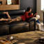 Coussin de canapé inclinable en cuir noir à trois places