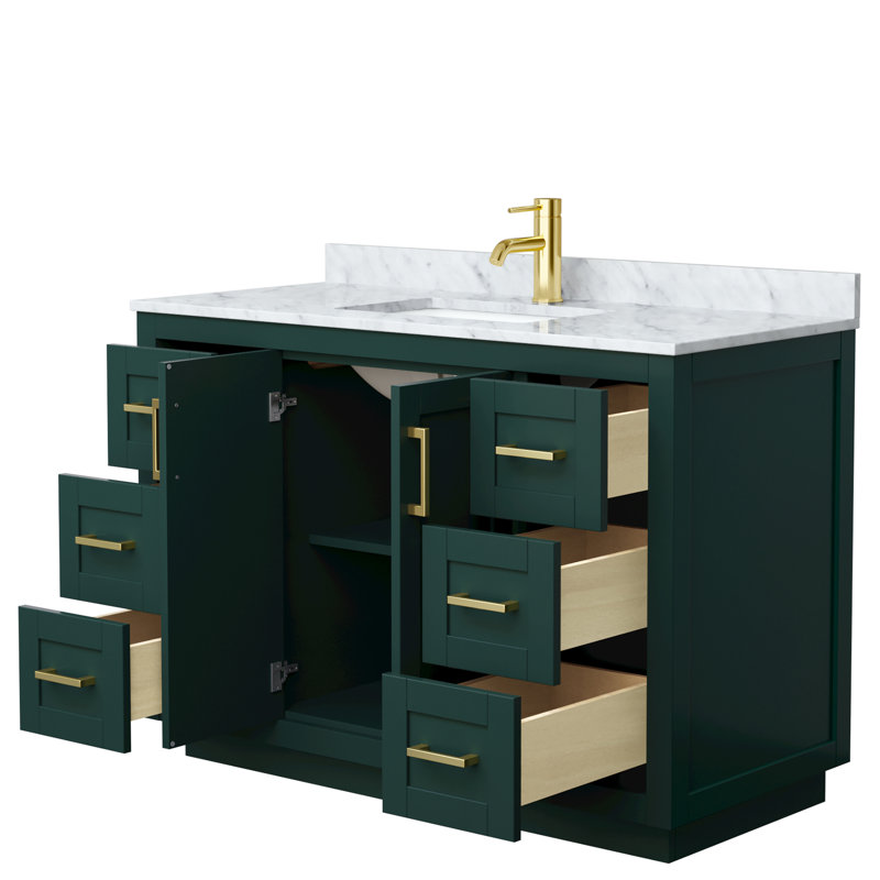 Miranda 48" Freestanding Single Bathroom Vanity with Marble Top, Brushed Gold, Green