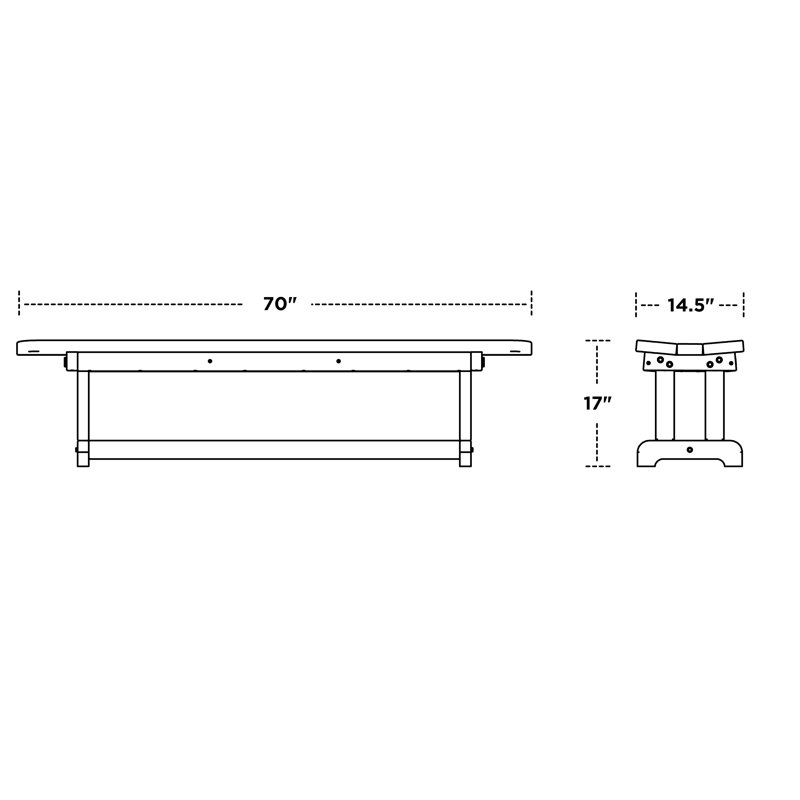 POLYWOOD Park 72" Harvester Backless Bench, Black
