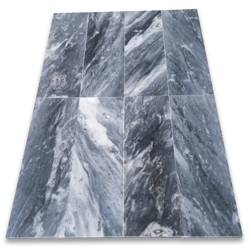Carreau de mosaïque en marbre 4 po x 12 po Bardiglio, Gris foncé