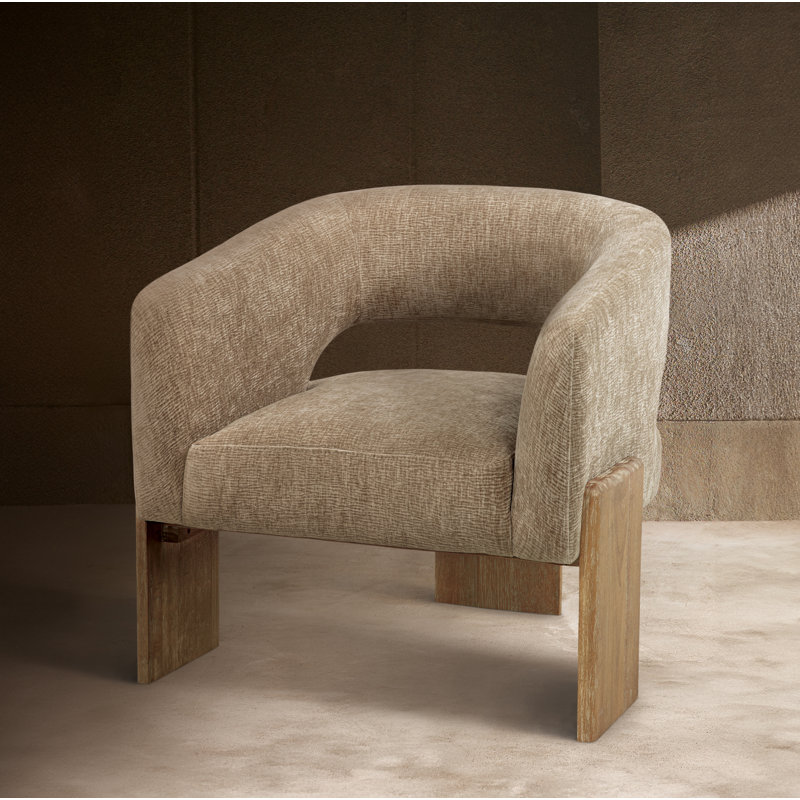 Chaise d'appoint Tess en beige Manchester moderne sur bois massif, Beige