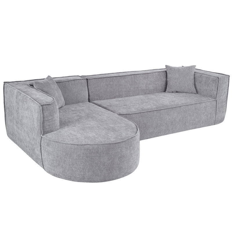 U_Style Modern Style Sectional Sofa, Gray Polyester