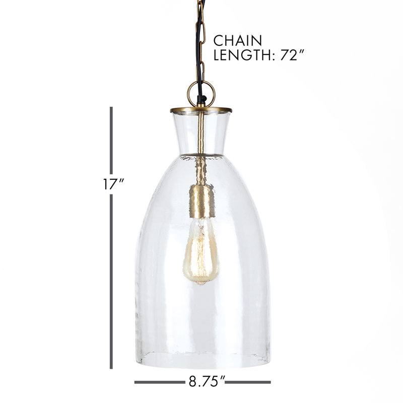 Luminaire suspendu en forme de cloche à 1 lumière Meeni, 17"