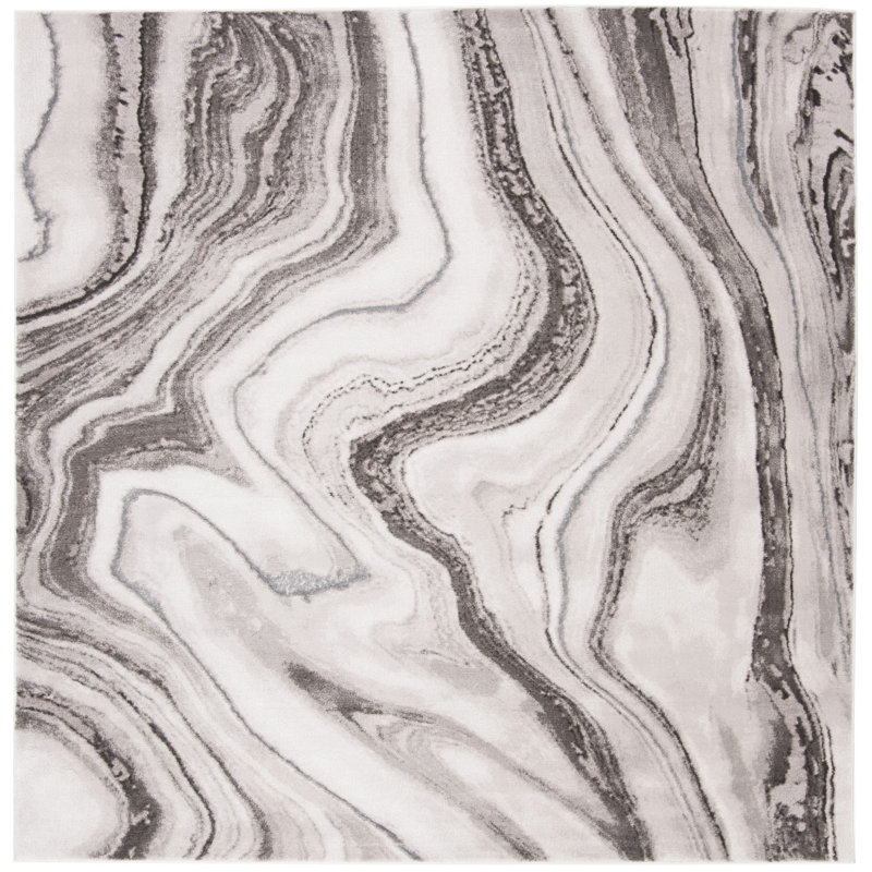 Tapis abstrait gris Swindle, Carré 4 pi