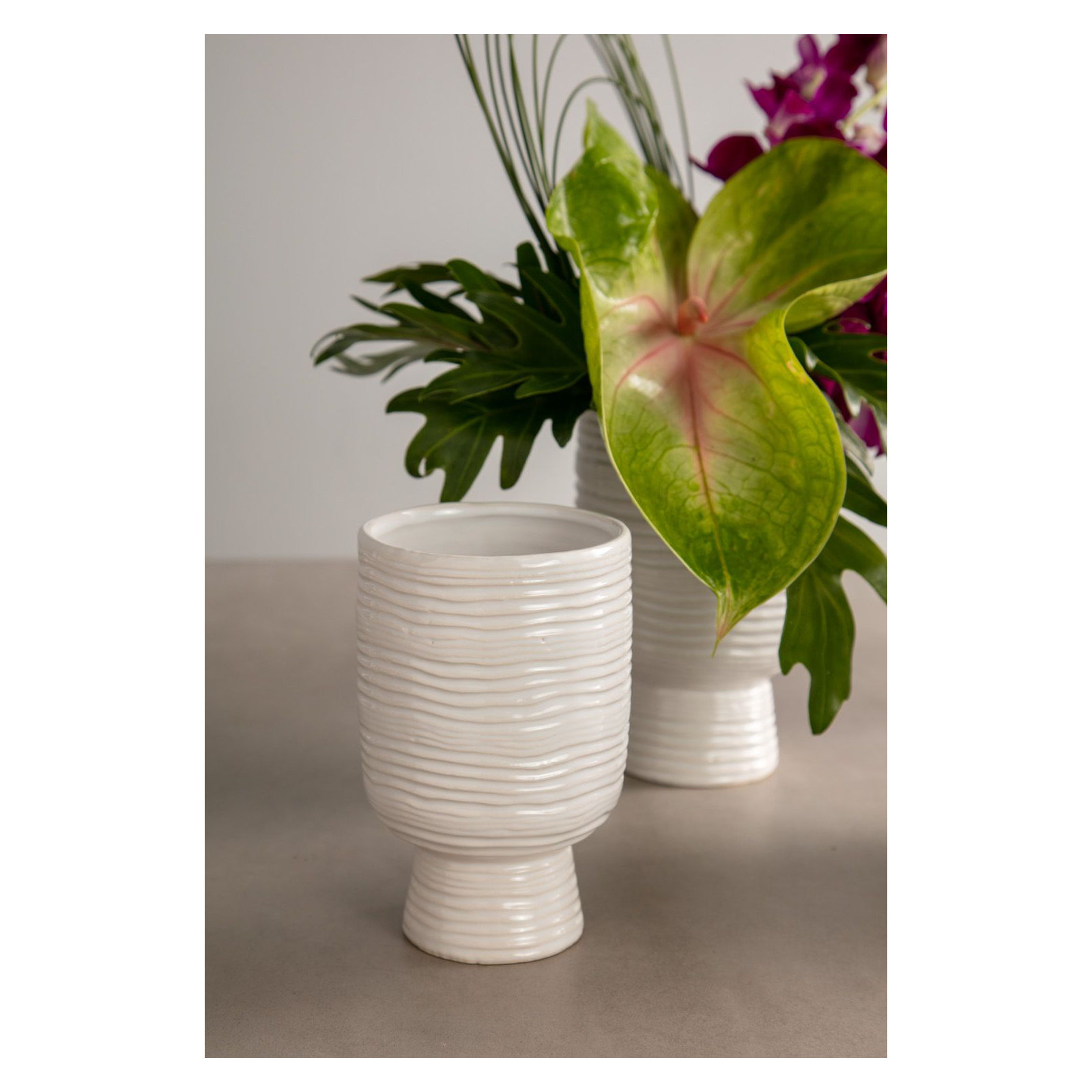 Canella Handmade Ceramic Table Vase, 6.5" H x 4" W x 4" D