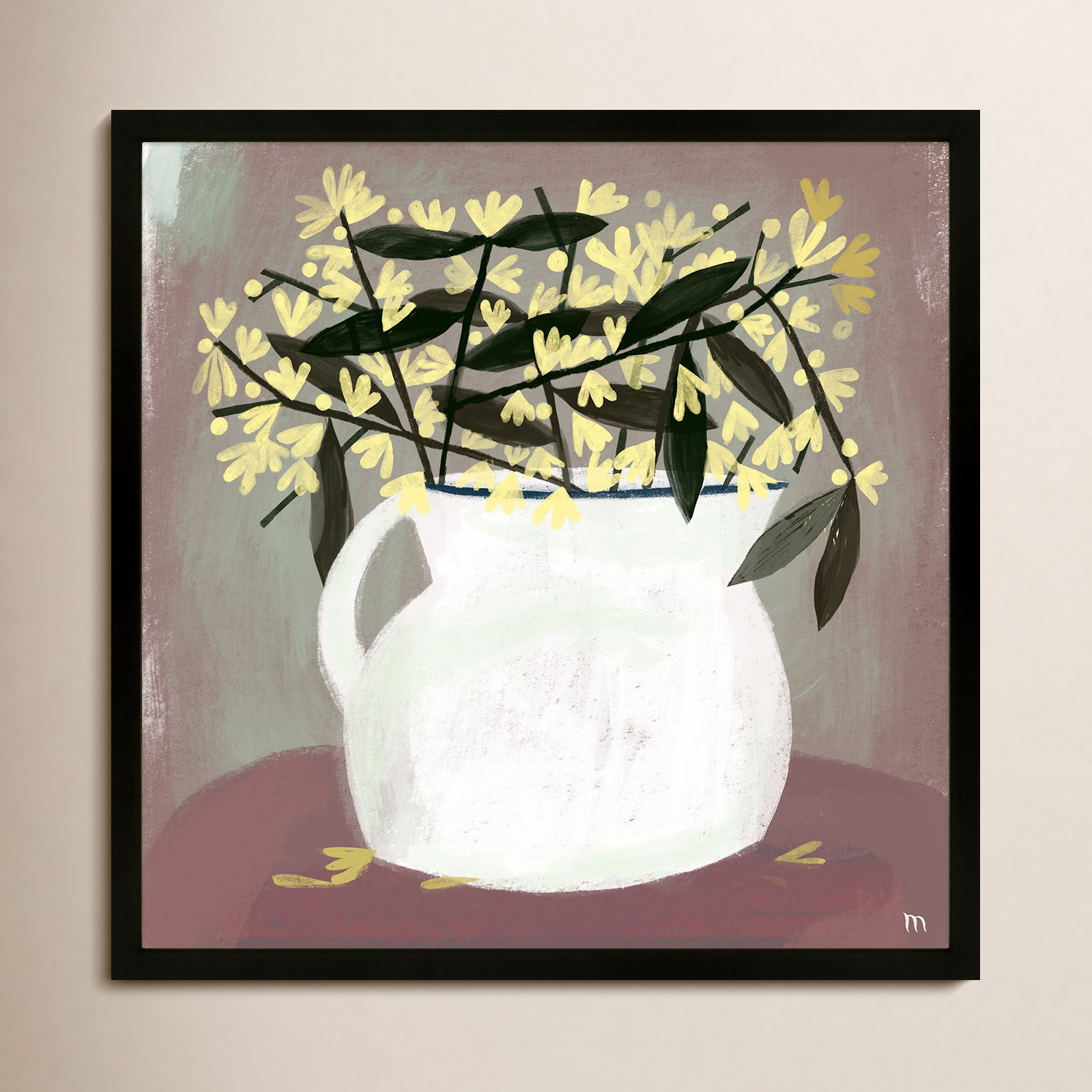 Calycanthus by StudioM, Black, 16" H x 16" W x 1.25" D