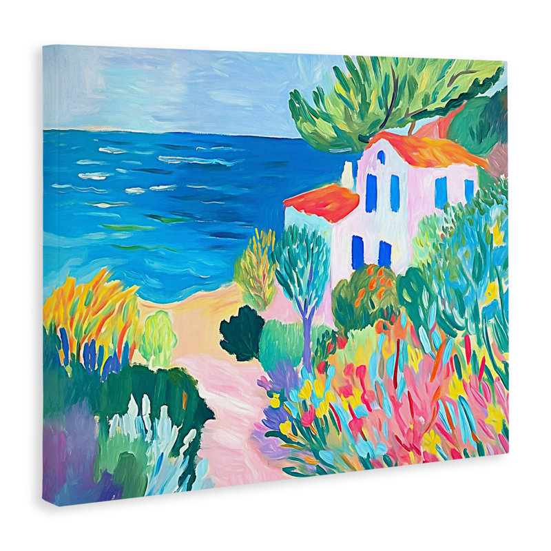 «Vibrant House On The Beach», toile par Ramona Murdock, H 16 po x l 20 po