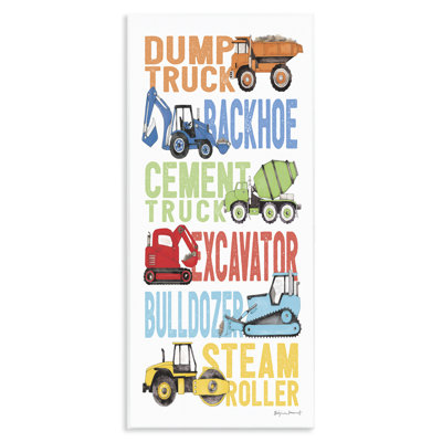 Abdul-Baasit Kid's Traditional Construction Vehicles Playful Bold Text Art