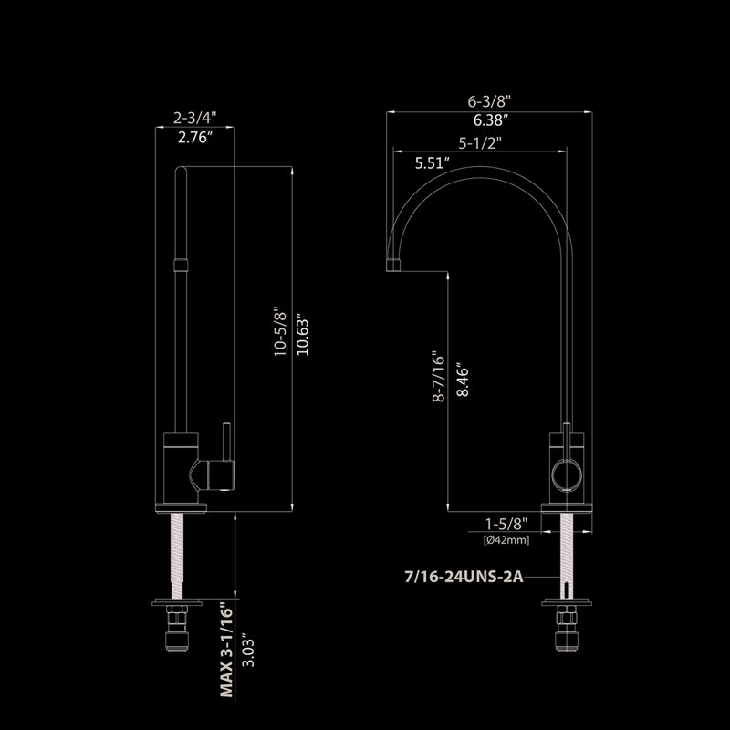 Matte Black Kitchen Drinking Water Faucet - Stainless Steel, 360 Swivel, No Leakage, Steel Use, Splash, Rust, Hue, Leakage