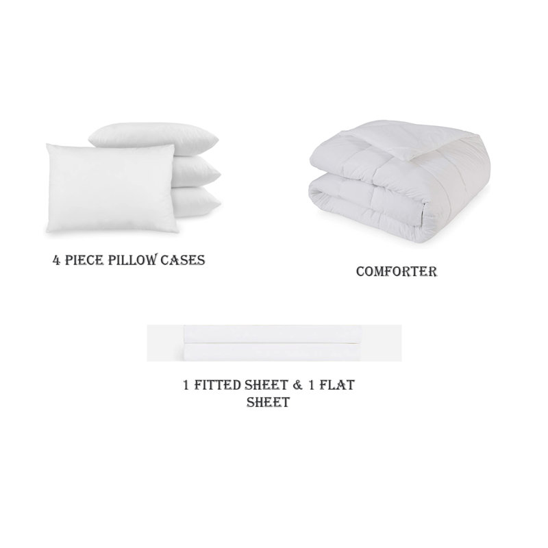 Ensemble d'édredon léger en duvet synthétique luxueux, Blanc, Édredon double et 6 pièces supplémentaires