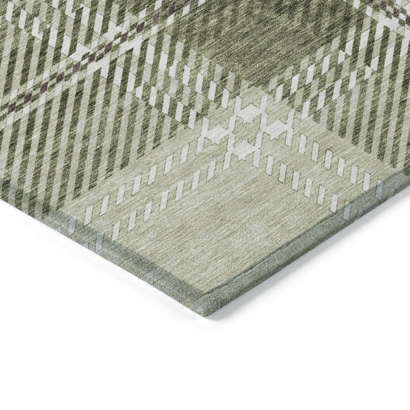 Tapis d'intérieur / extérieur 3 pi x 5 pi vert à carreaux lavables