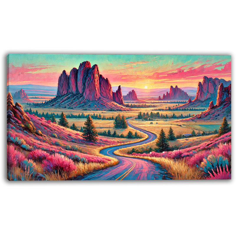 «Sunset Journey in the West», art mural sur toile tendue, H 20 po x l 36 po