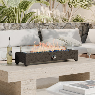 Concrete Propane Outdoor Tabletop Fireplace with Flame Guard