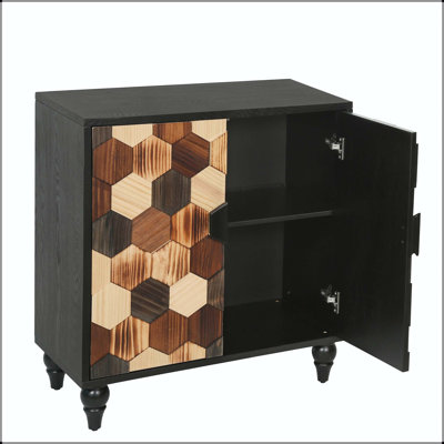 30.31 Inch Modern Sideboard with Honeycomb Pattern and Solid Wood Doors