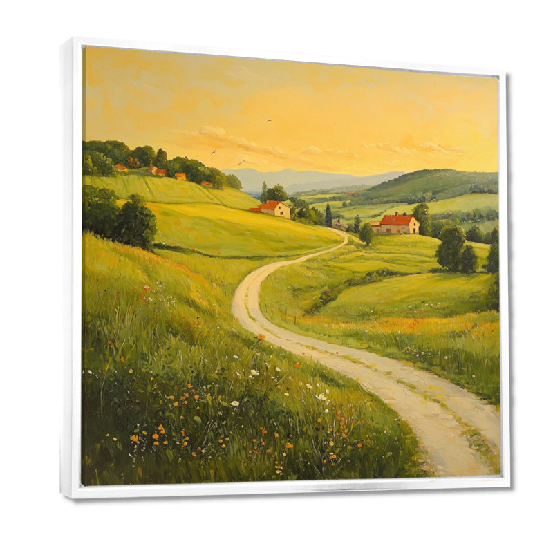 Domico, campagne campagne en été II - campagne, art mural, Impression encadrée flottante, H 30 po x l 30 po, Blanc
