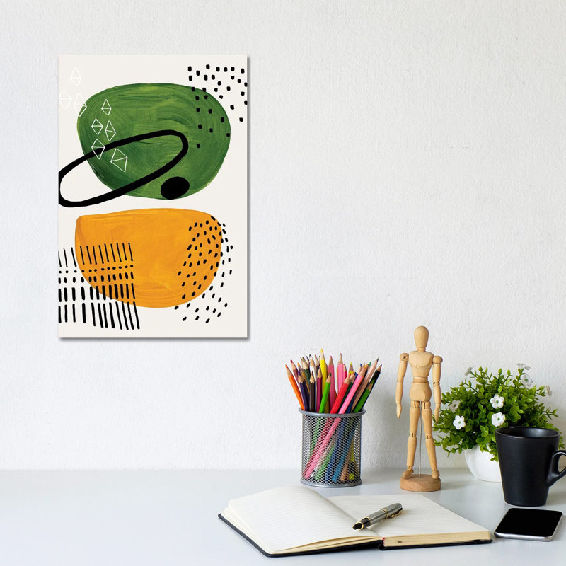 Mid Century Olive Ochre by EnShape - Wrapped Canvas Print, 20.32 cm H x 30.48 cm W