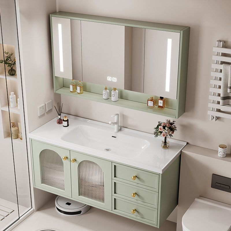 Armoire de salle de bain de style français simple, Vert clair