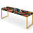 Eclectic Multicolor Ink Carnival - Eclectic Upholstered Gold Bench