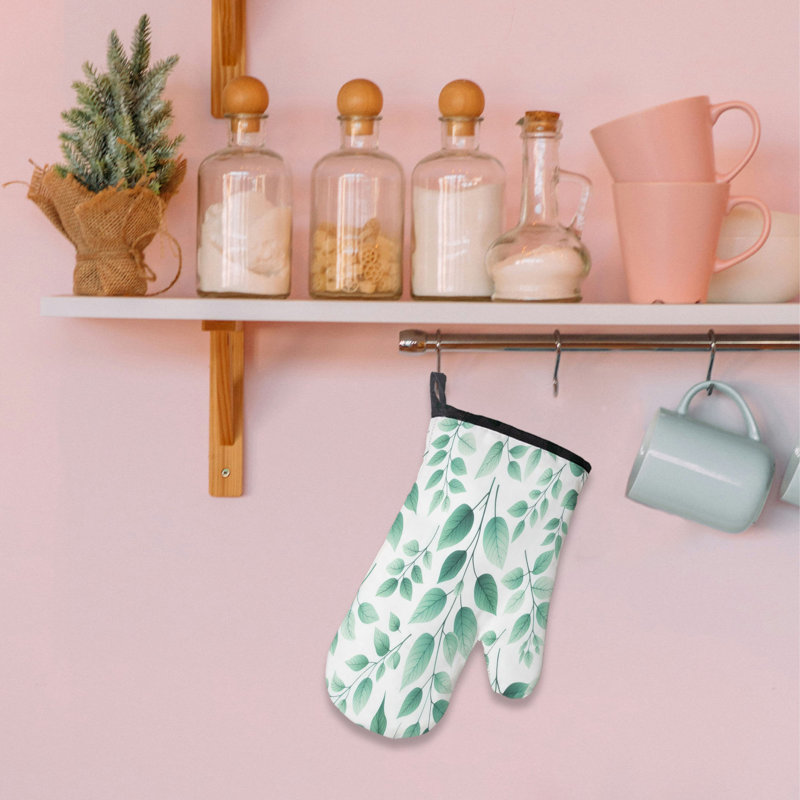 Mint Leaf Serenity Oven Mitt Cotton Twill