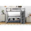 Lit mezzanine double en bois avec garde-robe intégré et tablettes de rangement-587871764