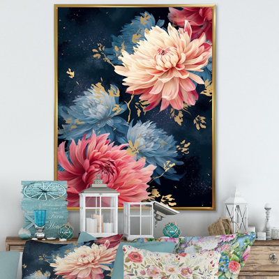 " Pink And Blue Chrysanthemums Symphony "