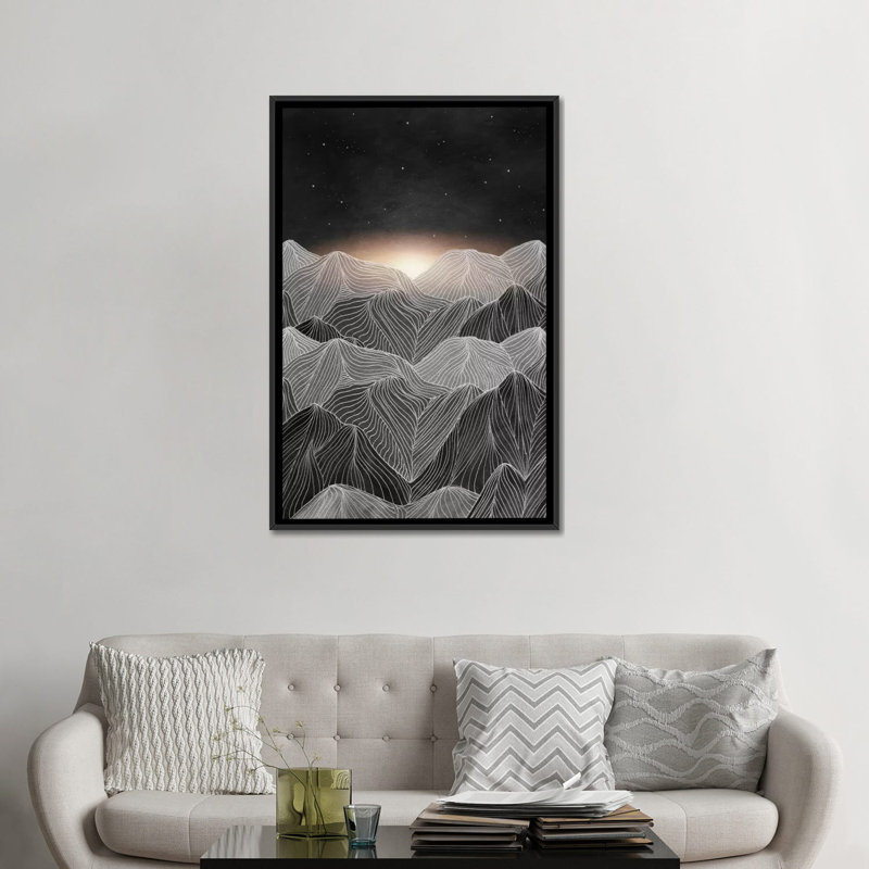 «Lines», reproduction d'impression sur toile tendue, H 26 po x l 18 po x P 1,5 po, Toile avec cadre noir, Pas de tapis