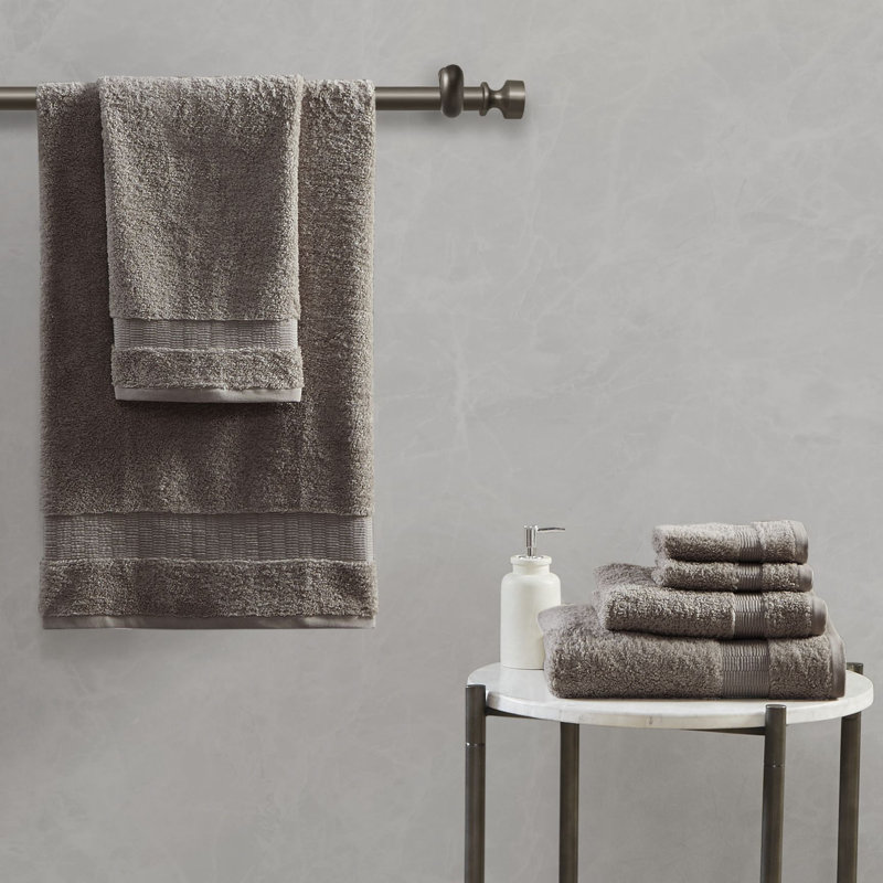 Ensemble de serviettes 6 pièces 100% coton de qualité égyptienne Luce, Taupe foncé