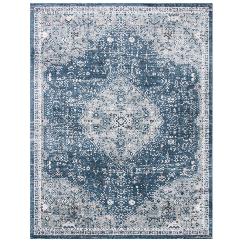 Tapis 858 bleu marine / ivoire, Rectangle 9 pi x 12 pi