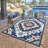 Fosel Arasi Ivory/Blue Transitional Mandala Style Flatweave Indoor/Outdoor Area Rug-1199433796