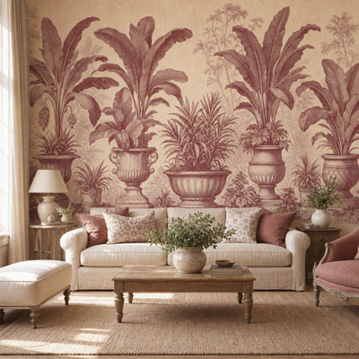 Vintage Botanical Wallpaper Toile Garden Removable Classical Urns Wall Decor