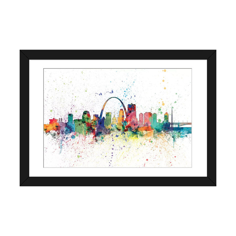 Série d’horizons en arc-en-ciel : st. louis, missouri, usa, reproduction d’art sur toile tendue, H 24 po x l 32 po x P 1 po