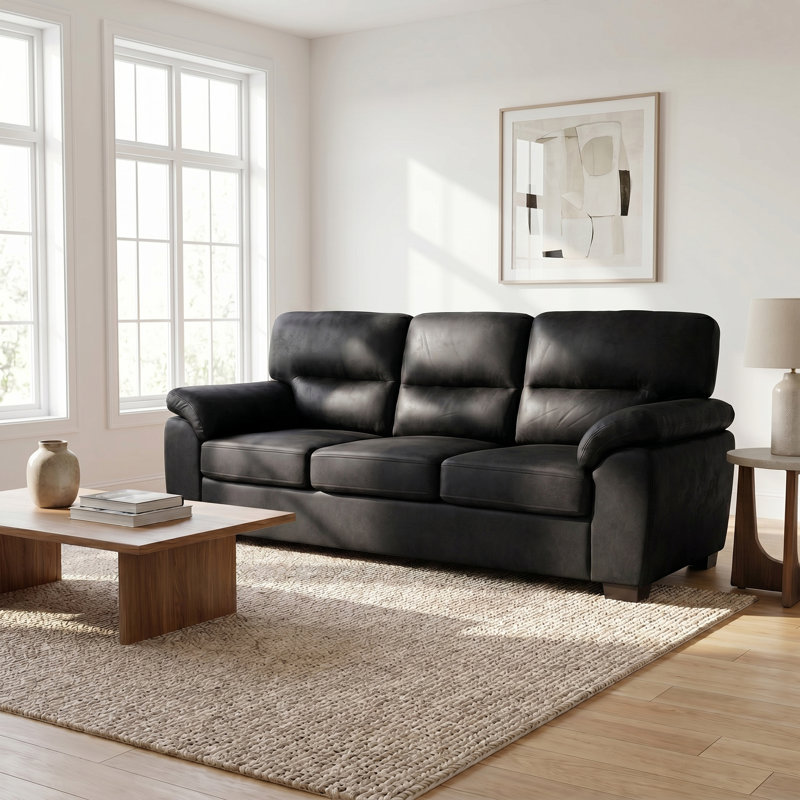Canapé 3 places, canapé rembourré gris foncé, mobilier de salon moderne, Tissu noir