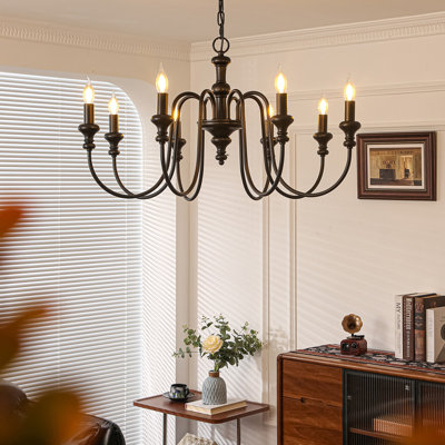 Lustre 29,53 "American Vintage en fer forgé noir - ambiance classique pour le salon