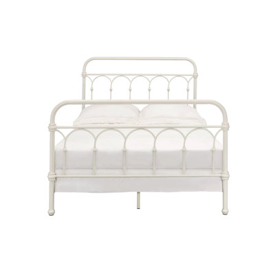 Elegant White Bed, Metal Frame And Timeless Spindle Element Classic