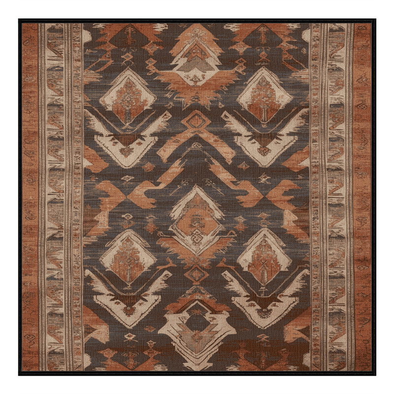 Machine Washable Persian Brown Area Rug, Square 3'