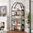5-Shelf Arched Bookcase, Industrial Metal Etagere Open Bookshelf, Rustic Wood Shelf With Black Metal Frame(1, Brown+Black)