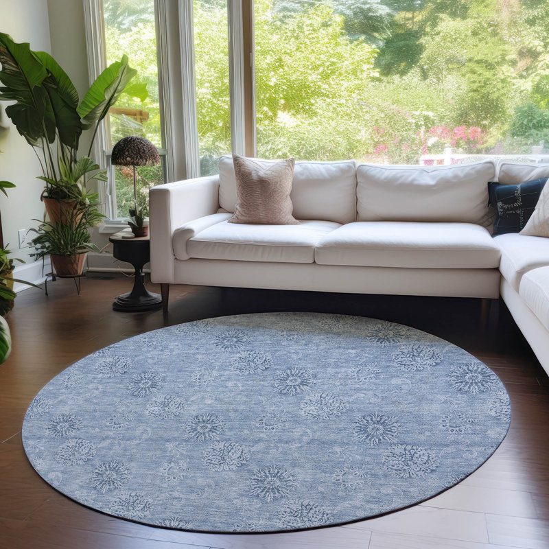 Leis Floral Indoor Rug, Round 8'