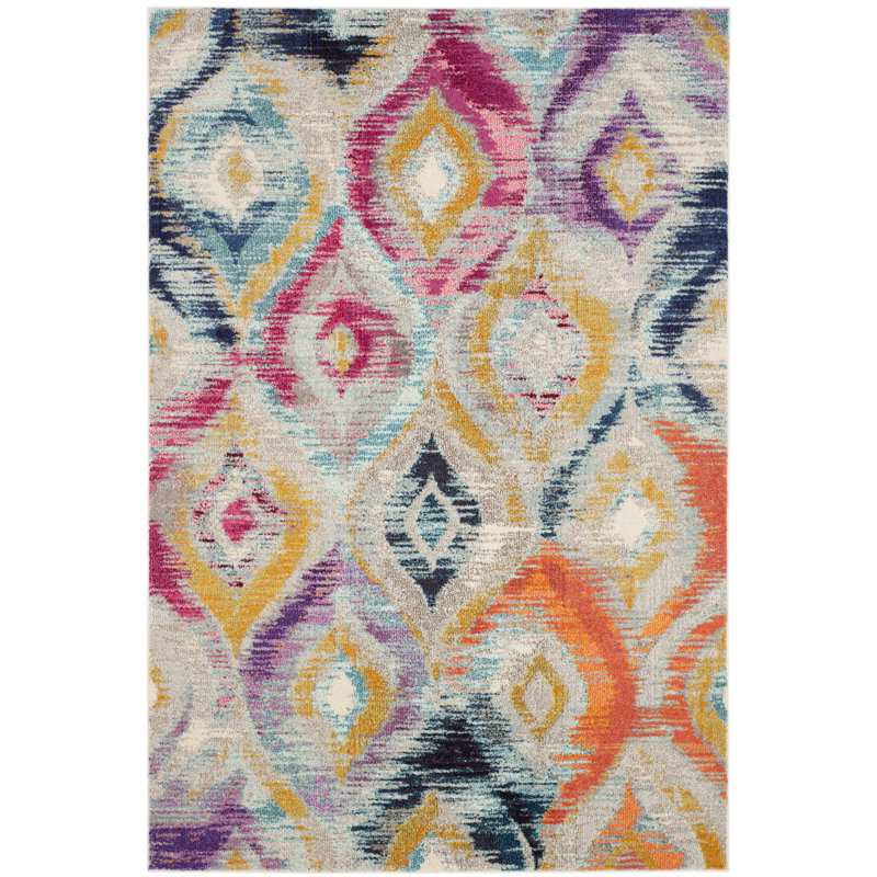 Nistler Area Rug In Grey Multi, Rectangle 61 x 91 cm