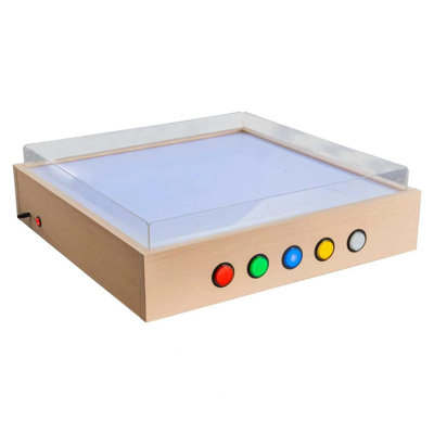 Sensory LED Light Case, 5-Colour LED Activity Table with Sand Tray for Kids, 25 Tangram Pieces, Clear Acrylic Platform for Tracing, Sand Art & Sensory Exploration