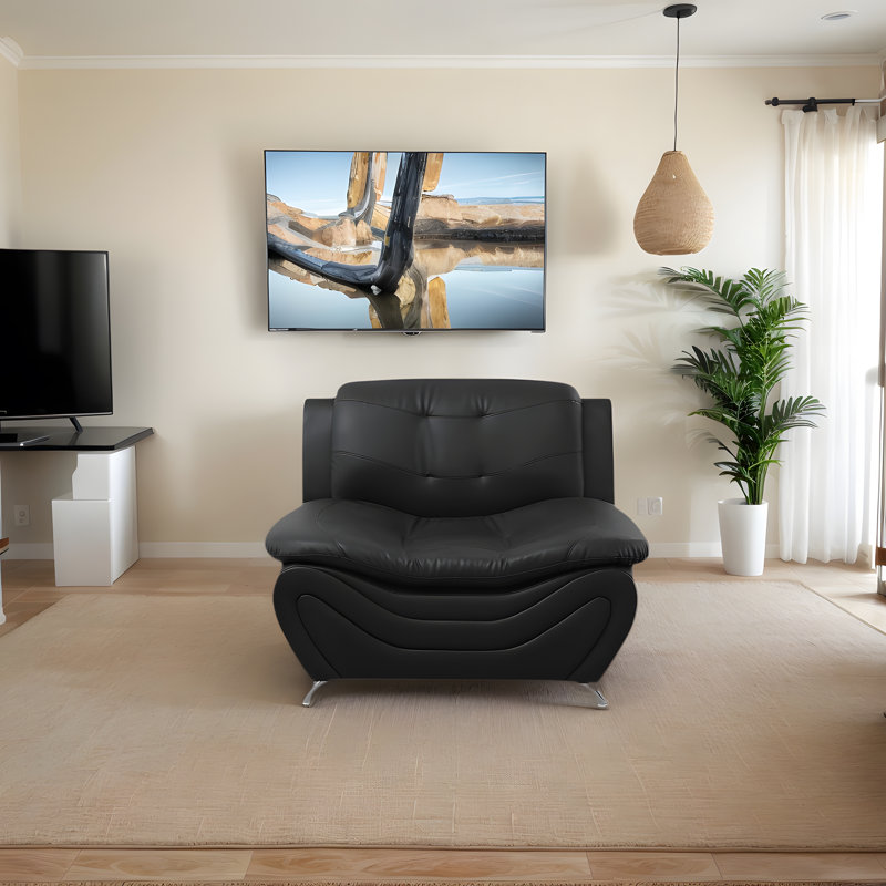 Chaise longue de luxe à siège unique - Cuir respirant, conception ergonomique avec structure en bois massif, Noir