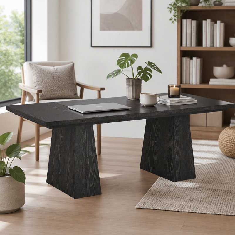 Bureau de direction de 63 pouces avec double caisson, surface de travail spacieuse pour la maison et le bureau modernes, mobilier de bureau durable et élégant