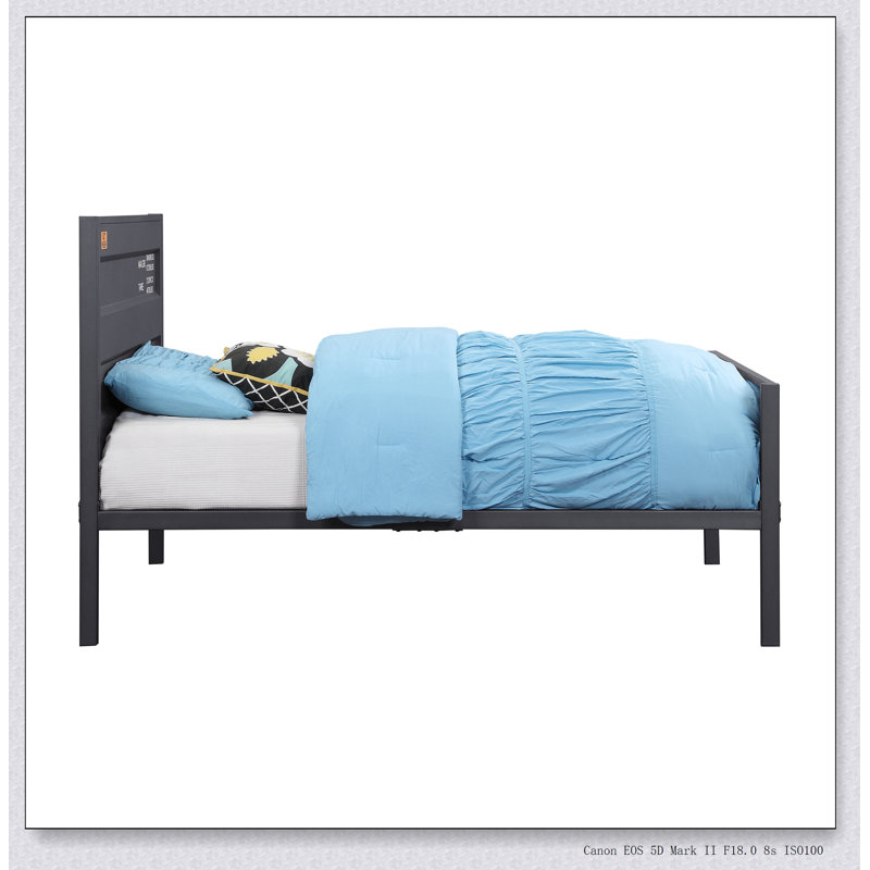 Lit plateforme double bleu, Bleu, Double