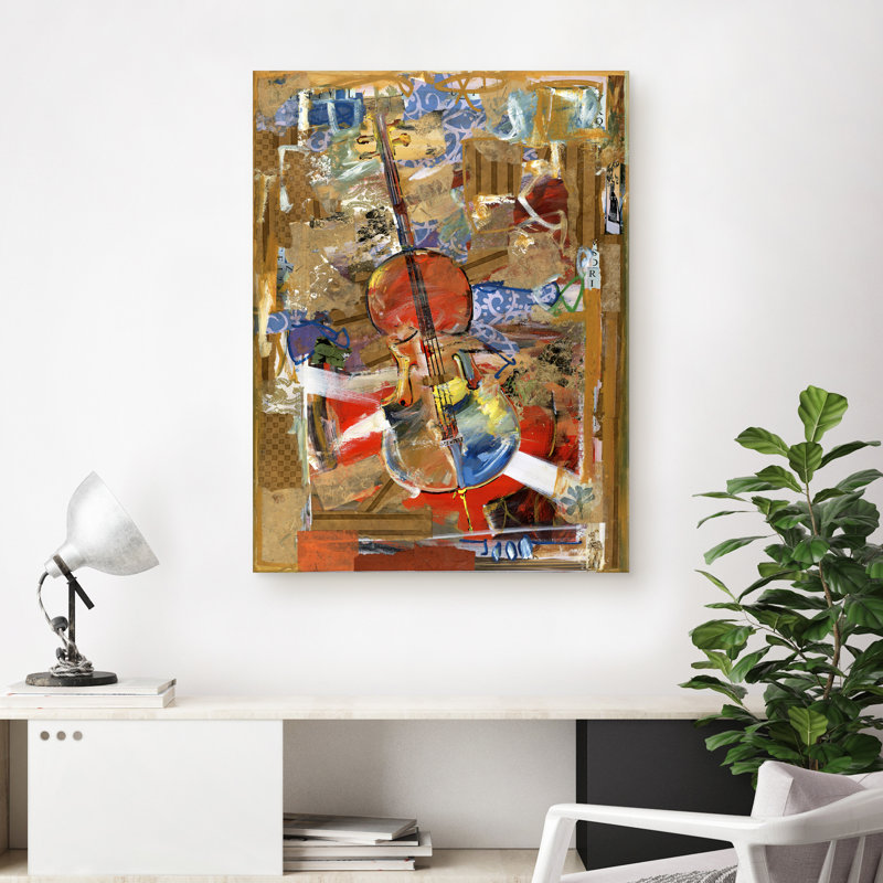 Violoncelle - reproduction sur toile tendue, H 20 po x l 16 po x P 1,5 po