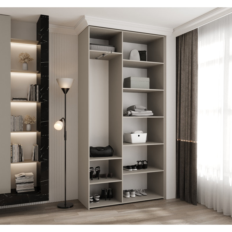 3 Door Wardrobe, 245cm H x 120cm W x 40cm D, White Matt/Gold Hanlde
