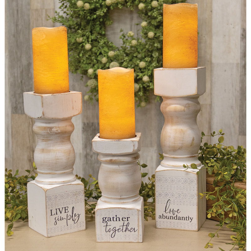 14 po H + accessoires de bougie en bois manufacturé