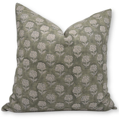 Coussin décoratif en lin épais 16 x 16 po Fabividine Rohini
