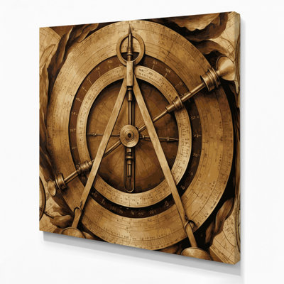 Nautical Sextant motifs Brown Canvas Wall Art