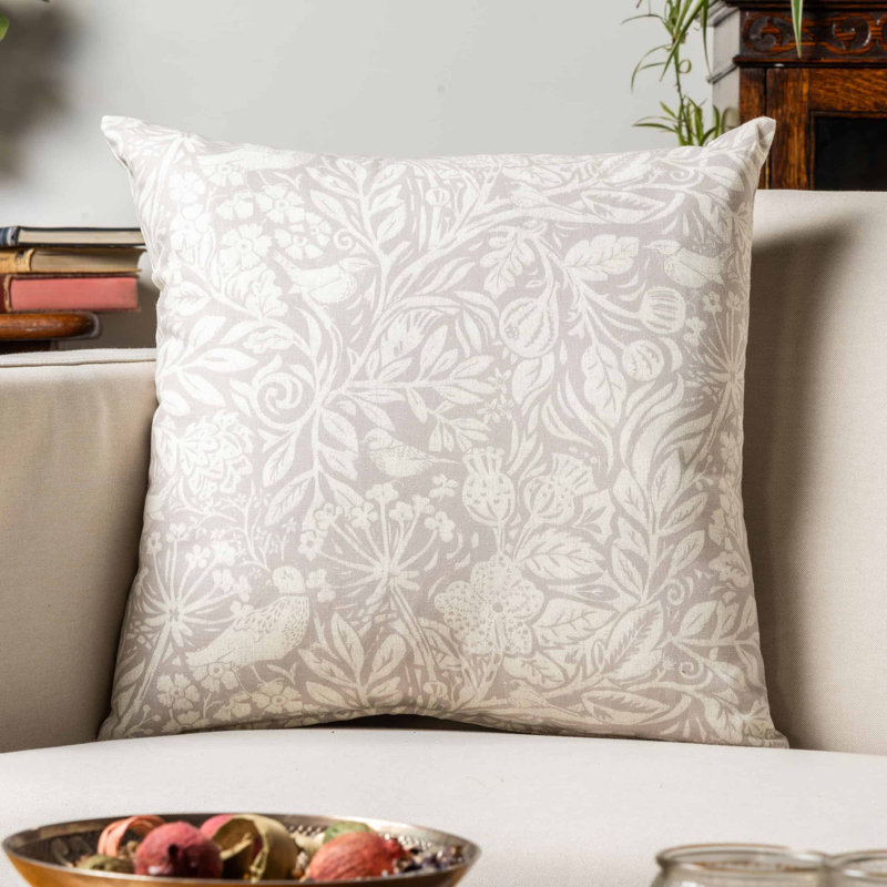 Serene Garden Printed Cotton Cushion, 43x43cm, Feather filled
